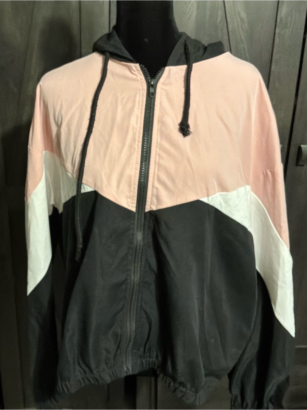 SHEIN Black and Blush Pink Zip-Up Jacket